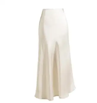 

2019 summer new beige long women skirts A-line all match solid lady elegant shirts top quality