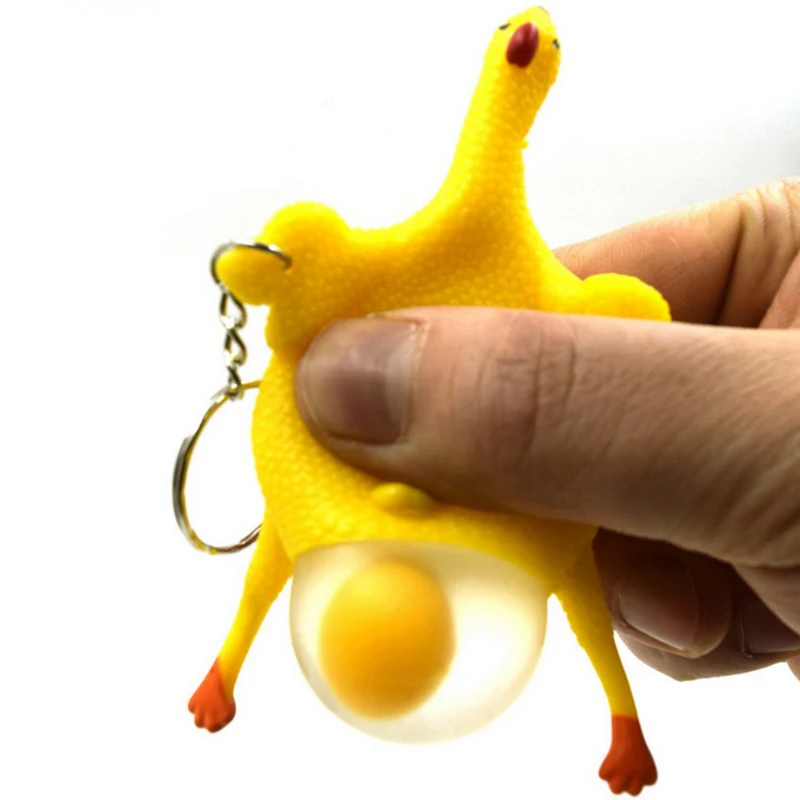 

Stress Relief Toys Laying Egg Hens Chicken Funny Relax Toys With Ring Antistrss Toy Funny Squeeze - Yellow