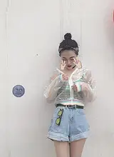 Summer women new colorful European root stitching rainbow collar wild sunscreen jacket female