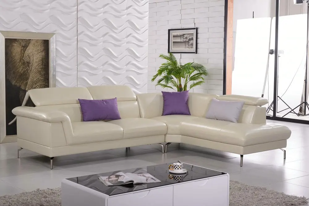 Modern Leather Sofa Cream