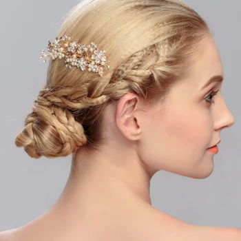 

Fashion Flower Pearl Design Insert Comb Bride Pearl Hair Combs Wedding Dress Accessories Women Head Piece Hair Ornaments Hot