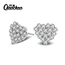 2017 Luxury Silver Crystal Stud Earrings with 1.5ct Clear CZ New Fashion Jewelry for Women Birthday’s Party Gift