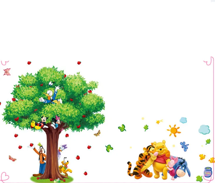 online Mickey Mouse Minnie mouse adesivo de parede crianças quarto do berçário decoração Da Árvore diy adesivo mural vinil removível papel de parede