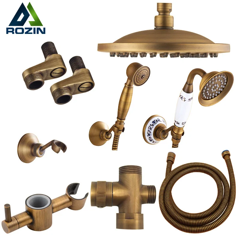 Free Shipping Antique Brass 3 Way Shower Arm Diverter Valve Wall Mount Brass Fixer Bracket