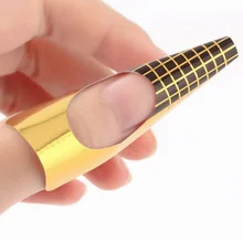 500 шт гвоздь для ногтей, направляющая форма для акрилового УФ-геля для наращивания ногтей, Золотая подкова, лак для ногтей