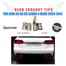 Stainless Steel 2pcs set Car Muffler Exhaust End Tips for Audi A4 B8 B9 2009 2014