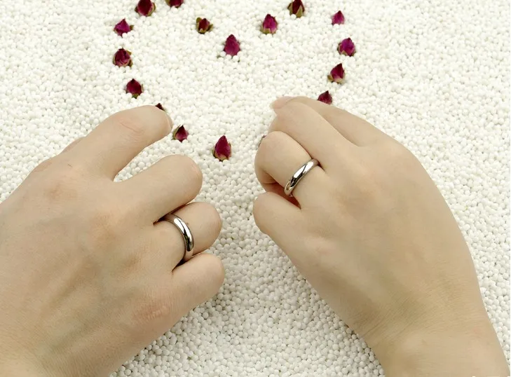 Simple marriage engagement ring. Solid 925 silver couple ring. Woman or man single ring. Wholesale sterling silver jewelry