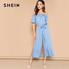 SHEIN Комбинезон С Открытыми Плечами Стильный Комбинезон Без Рукавов С Широкими Брюками