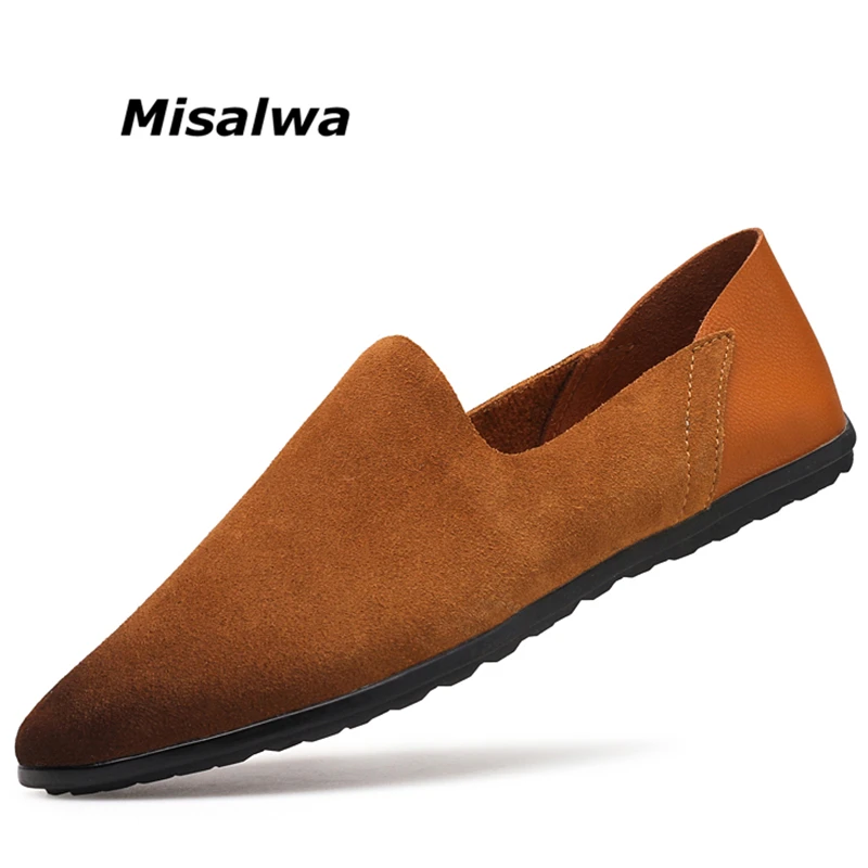 

Misalwa Cow Suede Lightweight Men Loafers Men Driving Moccasin Soft Mens Shoes Casual Autumn Men Daily Flats Big Size Hot 2019