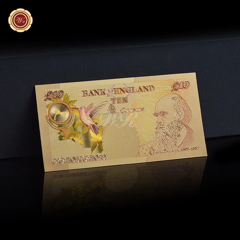 Цвет Великобритании банкноты 10 фунт банкноты золотой лист банкноты 24 Kt ремесленные банкноты