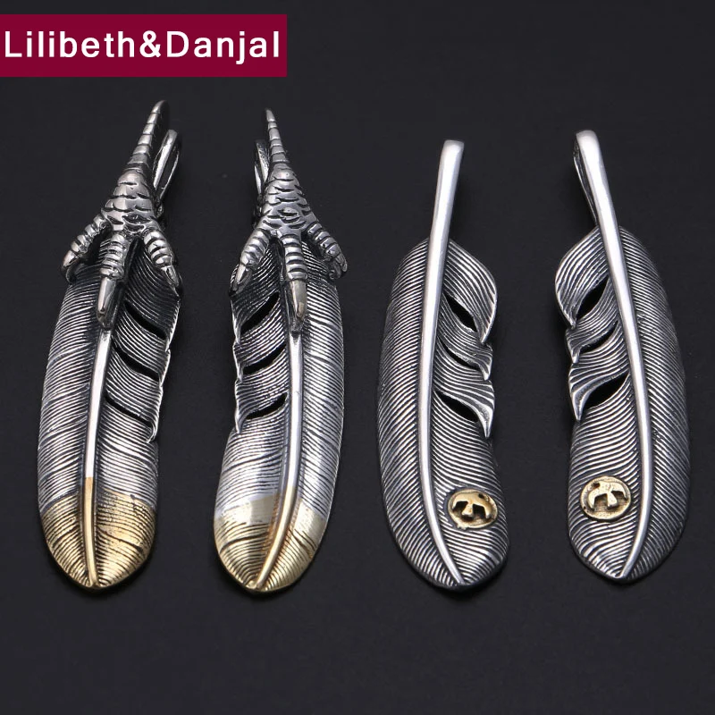 

2019 Costume Pendant 100% 925 Sterling Silver Jewelry Men Women Feather Flying eagle claw Necklace Pendant collier femme 2018 P1
