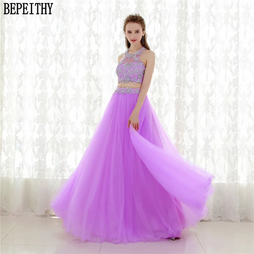 8  BEPEITHY New Arrival 2017 Hot Sale Long Two Pieces Prom Dresses Vestido De Festa Longo Lace Tulle Prom Evening Party Dresses (6)