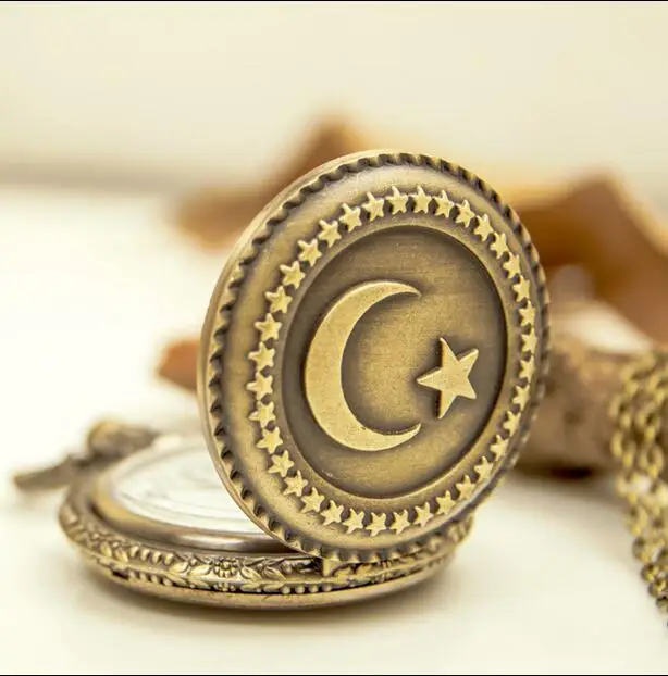 Vintage Bronzo Antiquariato Stelle Della Luna Collezione Ciondolo Orologio Moderno Collana Orologi Da Tasca