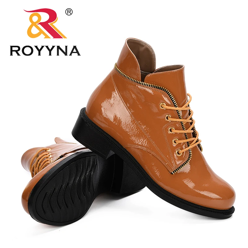 ROYYNA 2019 осень зима женские модные ботильоны белые черные красные оранжевые