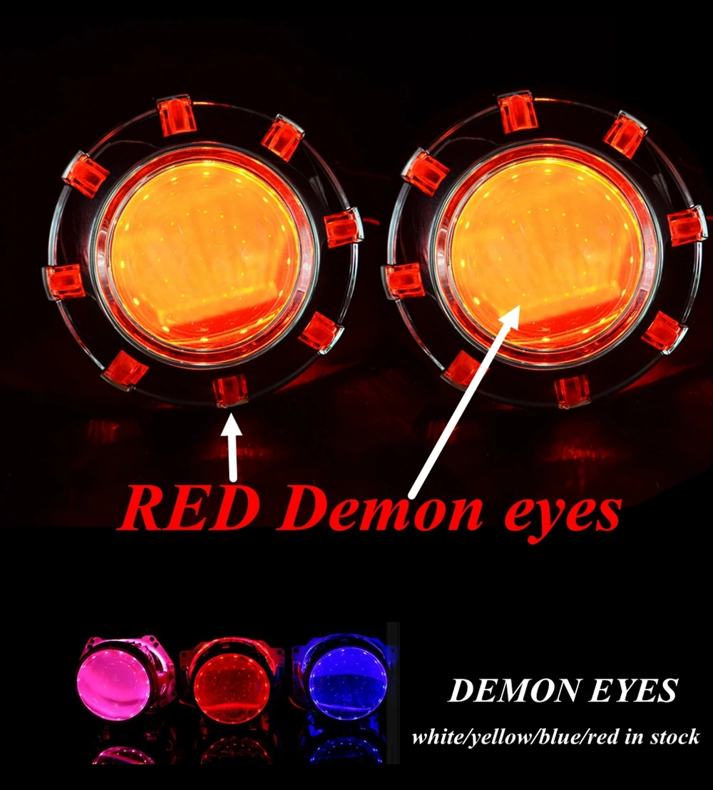 3,0 дюймов объектив проектора Простая установка Koito Q5 Биксеноновые кожухи маска LHD с глазами демона белые красные синие глаза для автомобиля Стайлинг изменение