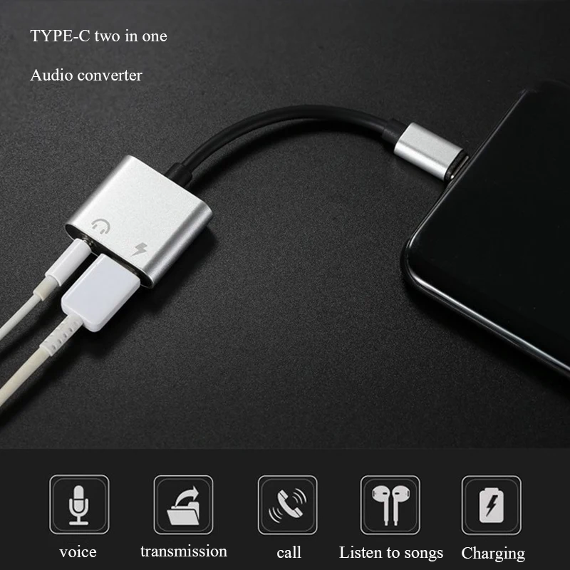 Cherie type C до 3,5 мм Aux 2 в 1 USB C адаптер для наушников зарядка USBC аудио адаптер кабель Jack конвертер для samsung Xiaomi