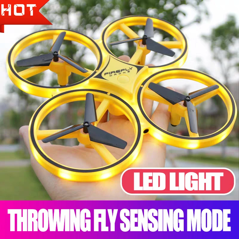

Mini Quadcopter Induction Drone Smart Watch Remote Sensing Gesture RC Aircraft UFO Somatosensory Noctilucent Interaction RC Toys