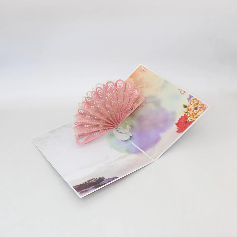 

2 Kinds Color Print 3D Laser Cut Handmade Colorful Peacock Paper Invitation Greeting Cards PostCard Birthday Wedding Party Gift