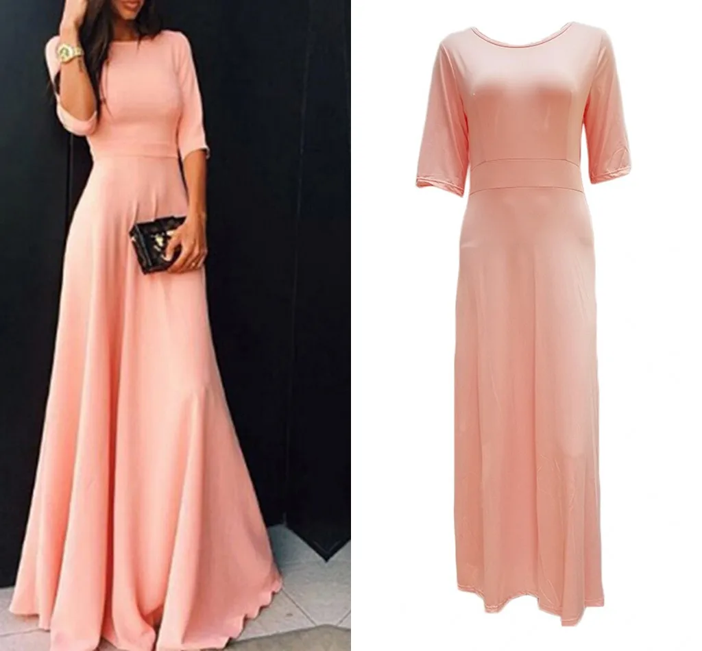 

S/M/L/XL Long Party Dress Female Three Quarter Length Sleeve Evening Formal Maxi Dress Women Elegant Maxi Dress