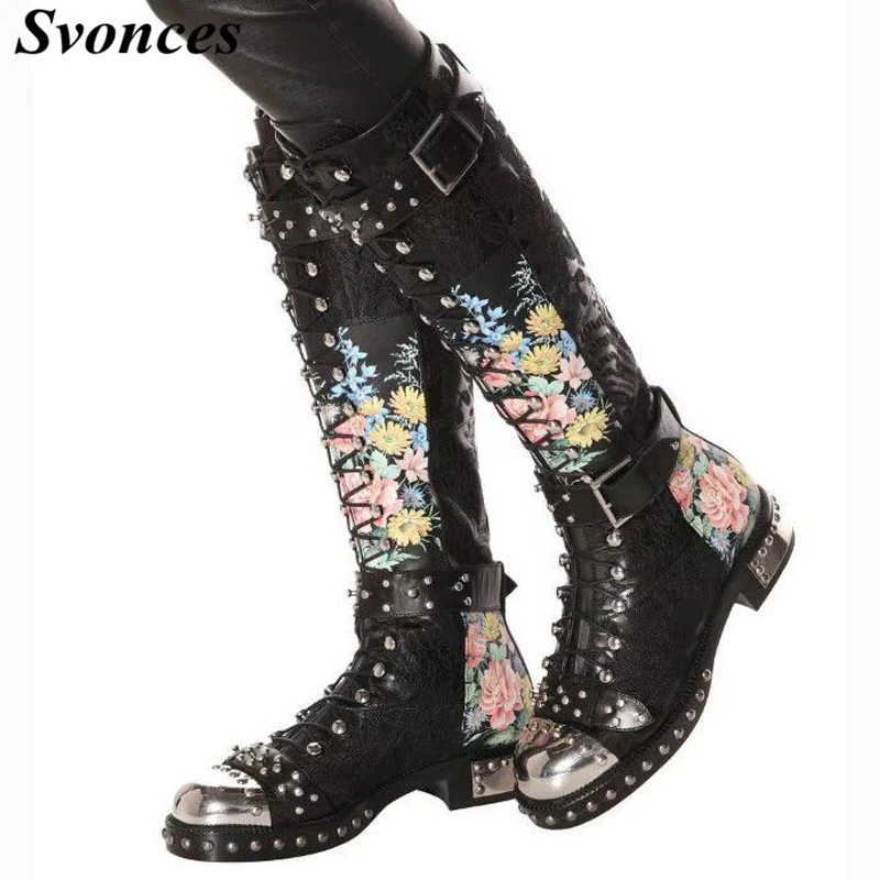 knee high floral boots