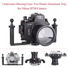 Meikon 60m/195ft Diving Equipment Underwater Camera Housing Case for Nikon D750,Camera Waterproof Bag + Two Hands Aluminium Tray