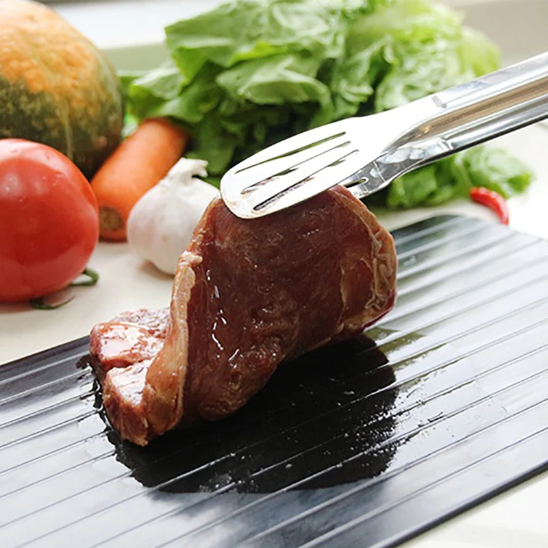 ONEUP Defrost Tray Aluminum With Silicone Border Natural thawed frozen steak food meat fish quick thawing plate No Electricity ONEUP Defrost Tray Aluminum With Silicone Border Natural thawed frozen steak food meat fish quick thawing plate No Electricity