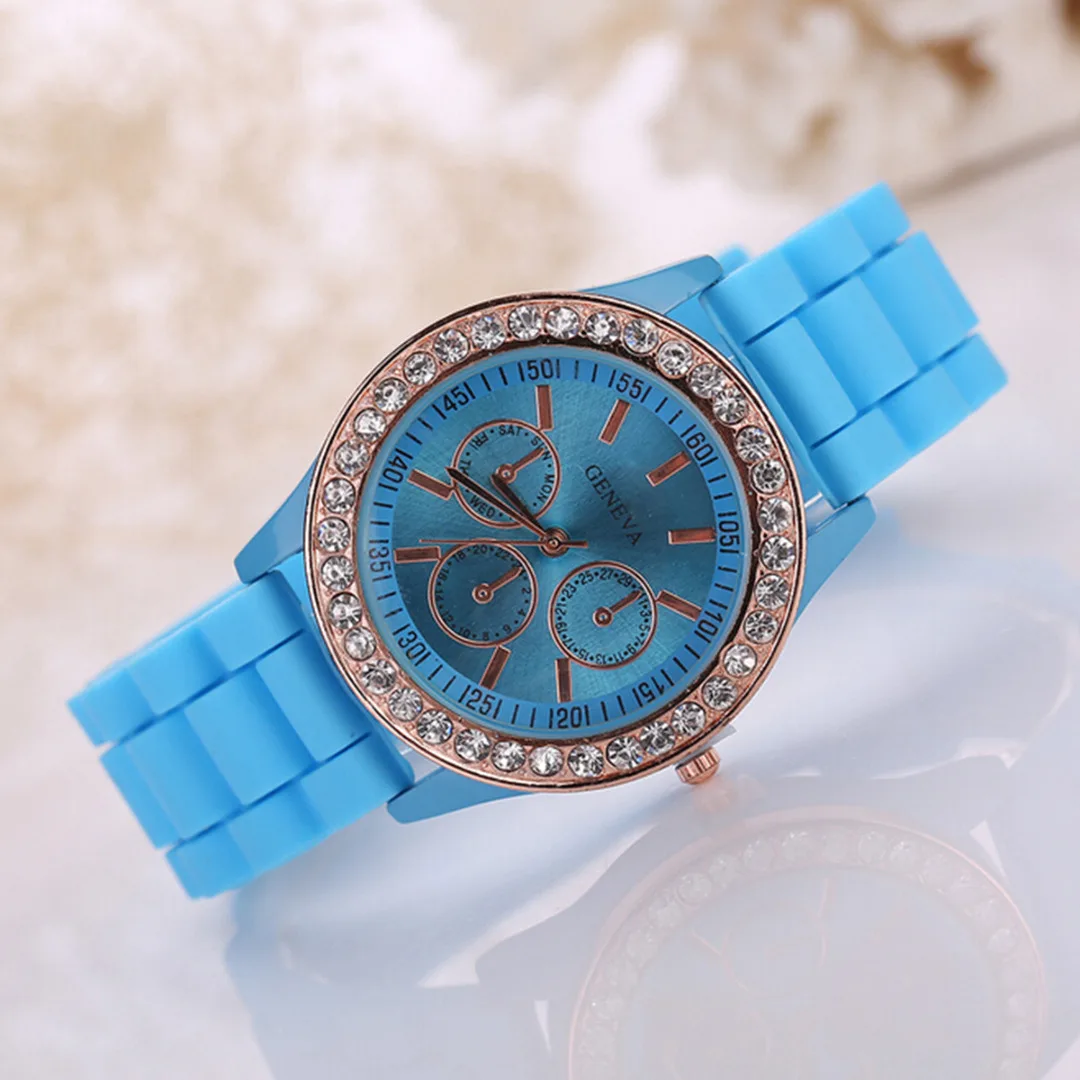 Geneva Casual Watch Women Crystal Dress Watch 2017 Quartz men Silicone watches Unisex Wristwatch Sports watch relogio feminino
