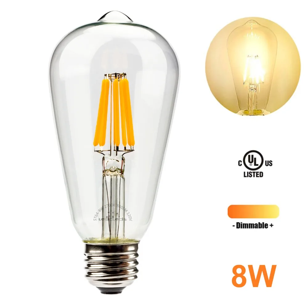 

Equal 80W 60W 40W LED Edison Bulb 8W 6W 4W Warm White 2700K 120V 220V E27 Filament Light lampadas home decor Energy Saving Lamp