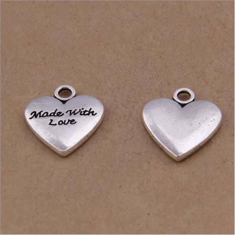 

Wholesale 10 Pieces Antique Silver Heart Charm for Bracelets Jewelry Making