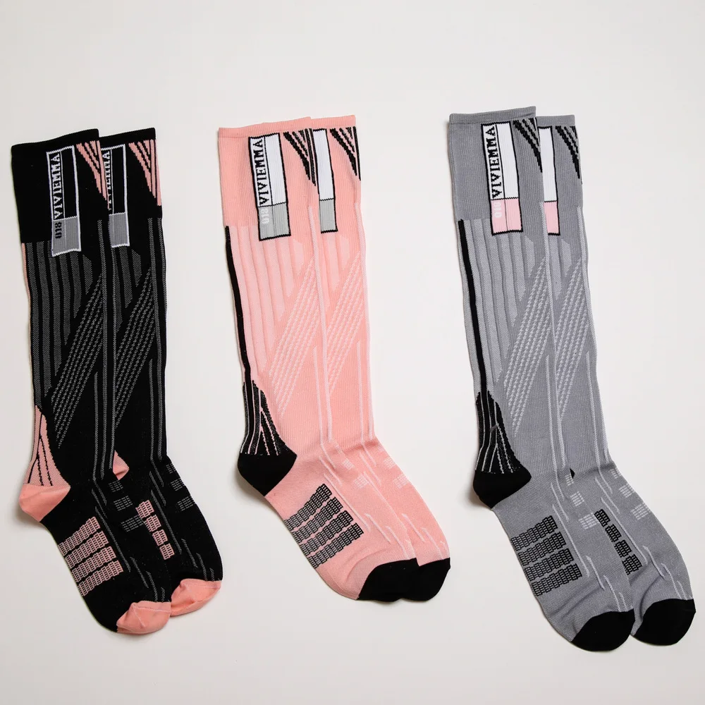 DTSTARZG Printing Striped Network Fashion Harajuku Sexy Personality Knee Socks Cute Pink Gray Black Ventilation Long Cotton Sock