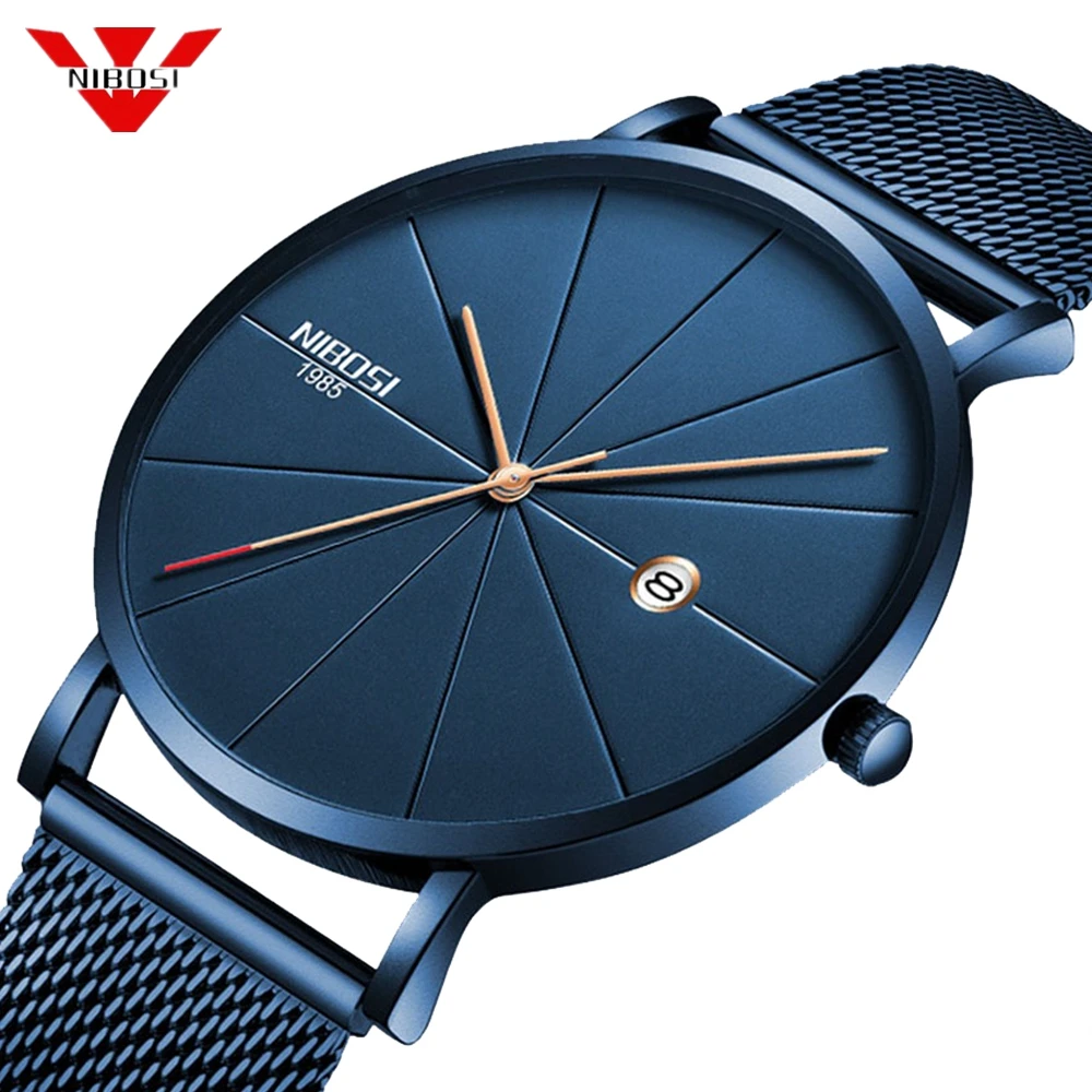 $14.24 Nibosi Ultra Thin Fashion Men Watch Top Luxury Brand Business Quartz Watches Waterproof Sports Watc