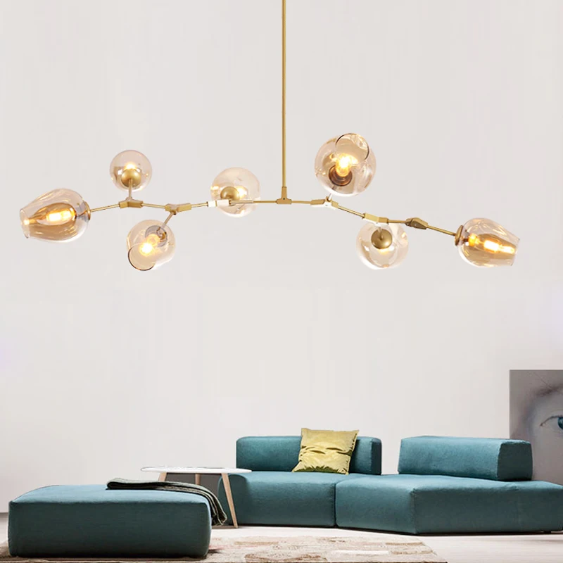 

Designer Globe Chandeliers lights for Living room Black/Gold Body Chandeliers lamp with options color glass Kitchen Lightings