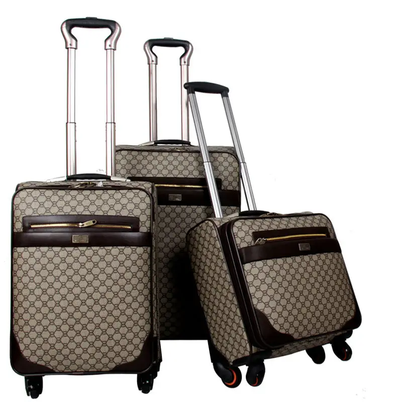 PU suitcase luggage sets women & mens travel bags trolley bag suitcases rolling luggage-in ...