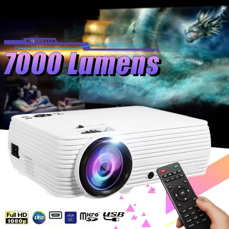 Newest X5 LCD Projector Home Cinema Theater Movie LED Proyector HD Projectors AV Support 1080P 7000 Lumen