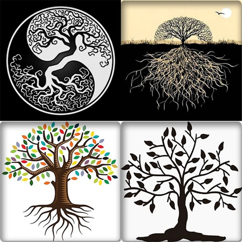 Zdying 5pcs Yin Yang Tree Of Life Square Glass Cabochon Jewelry Findings Demo Flat Back Making Findings Lf018 Jewelry Findings Components Aliexpress