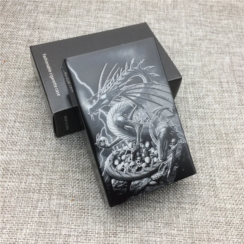 Персонализированные Наруто алюминиевый сплав сигареты чехол лазерная гравировка сигаретные коробки чехол Аксессуары для дыма - Цвет: Dragon