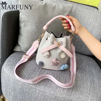 

2019 New Canvas Women Bucket Bags Cute Fashion Broadband Portable Shoulder Bag Luruxy Brand Lady France Style Crossbody Bags