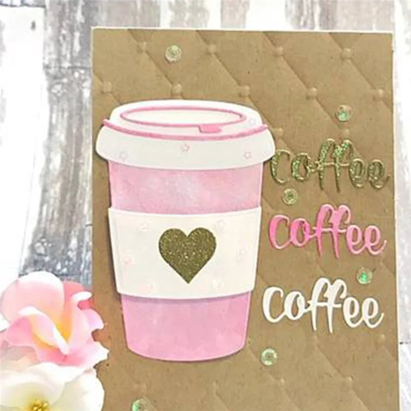 

YaMinSanNiO Layered Coffee Cup Metal Cutting Dies for Scrapbooking Card Making Album Embossing Crafts Diecut Stencil NewTemplate