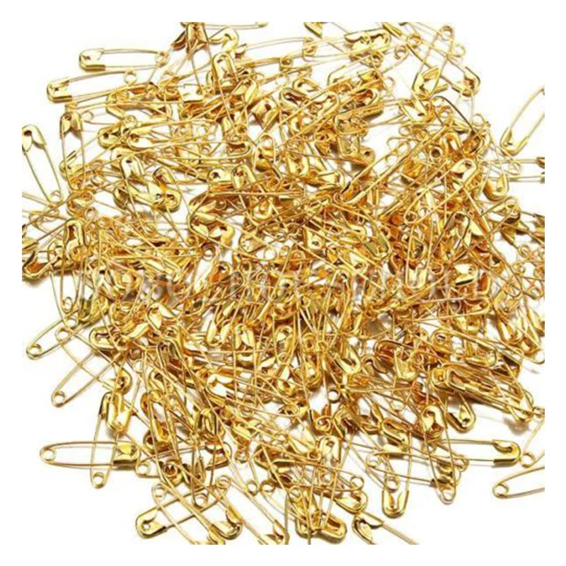 300X Small Safety Pins Gold Color 18mm Brass Metal Sewing Craft Mini