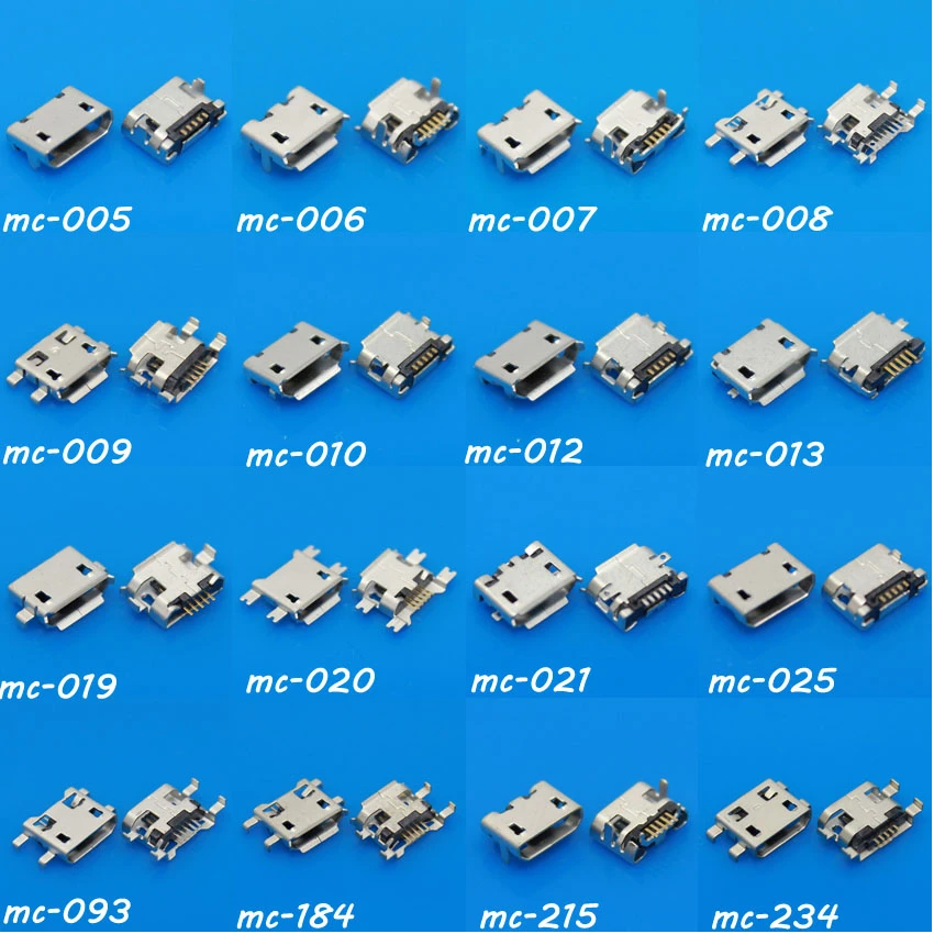 Davitu 25Models 25pcs/lot Mini Micro USB Jack 5P 5pin USB Charging Socket Connector Mix SMD DIP V8 Port Charging Data power Plug 