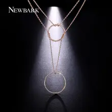 NEWBARK Elegant Double Layers Necklace With A Friendship Circle Pendant On Each Chain Pave Shining CZ Diamond For Women Jewelry