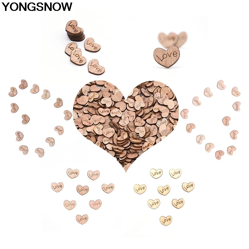 

YONGSNOW 100/200PCS Letter Love Carved Mini Heart Shape Wooden Cofetti DIY Craft Wedding Birthday Baby Shower Party Table Decor