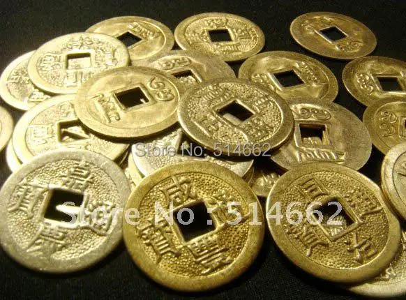 

100 Golden I Ching Brass Coins For Money Luck Enhance
