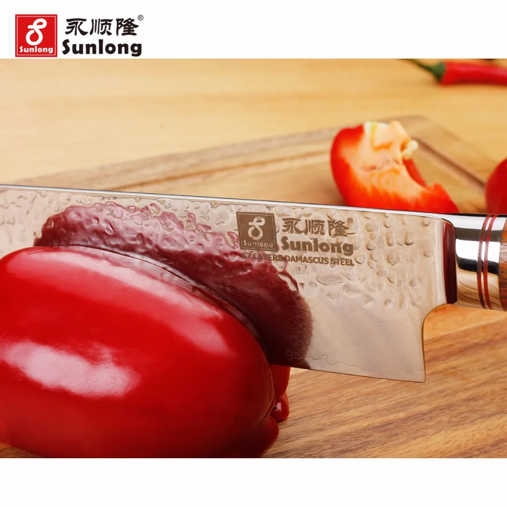 Ножи шеф повара Sunlong Gyuto VG10 японские ручки из Дамасского палисандра 10