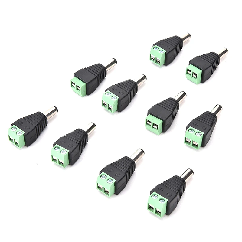 12V 2.5 x 5.5mm DC Power Male Plug Jack Adapter Connector Plug for CCTV single color LED Light 10 Pcs/lot New