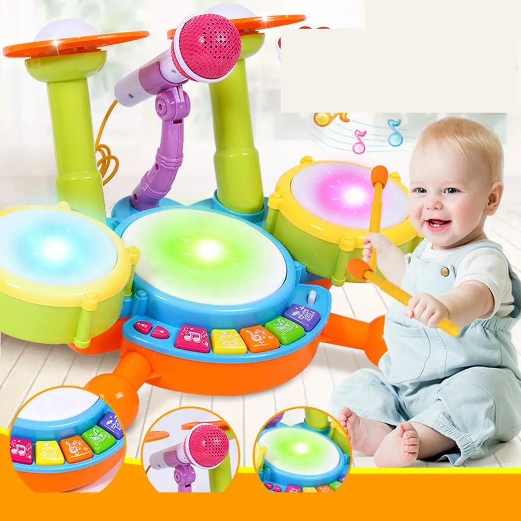 

Baby Flash Light Drum Set Musical It's great gift to your child Instrument Casual Toy Children Interactive Toys