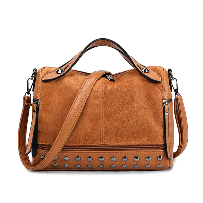 

Vintage PU Leather Women Bag Rivet Large Capacity Ladies Handbags Shoulder Bag Sac A Main Crossbody Bags For Women Messenger