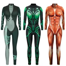 

VIP FASHION Attack On Titan Hero Bodybuilding Simulated muscle Cosplay Costume Top Women Funny Costume Bodysuit Power Suit