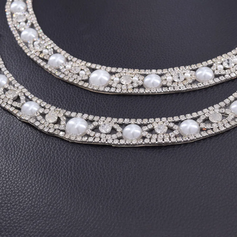 Hot transfer pearl women appliques neckline (6)