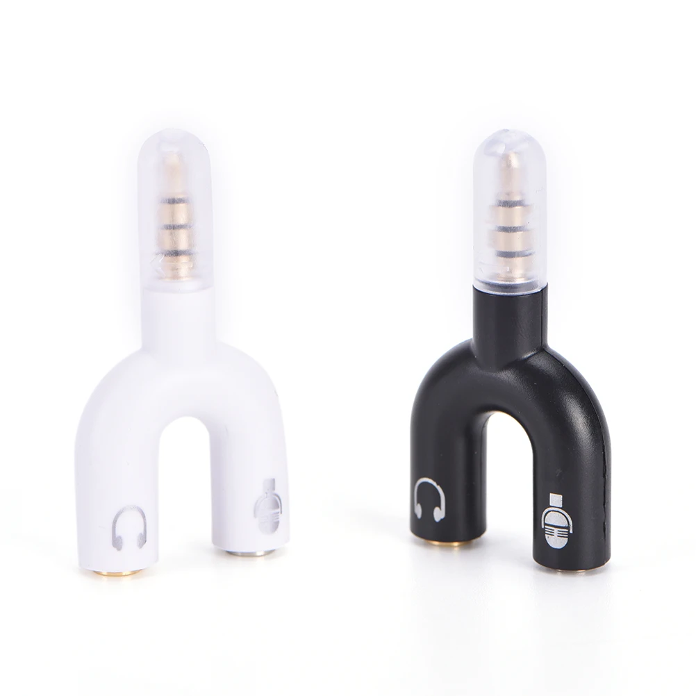 3.5mm Stereo Splitter Audio to Mic & Headset Jack Plug Adapter For Phonefo White